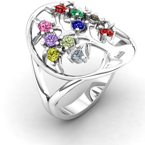 Family tree on sale ring with birthstones