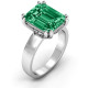 Solid Silver Basket Set Emerald Cut Ring Customed with Birthstone