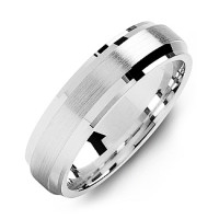 Beveled Edge Men's Ring with Brushed Centre