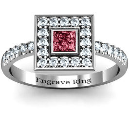 Bezel Princess Stone with Channel Accents in the Band Ring