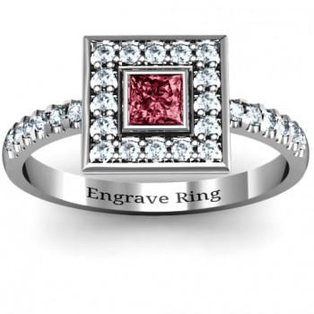 Bezel Princess Stone with Channel Accents in the Band Ring