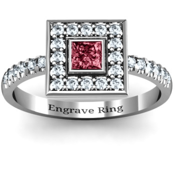 Bezel Princess Stone with Channel Accents in the Band Ring