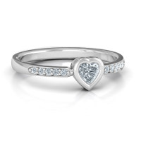 Bezel Set Love Ring with Accents