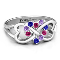 Birthstone Triple Heart Infinity Ring