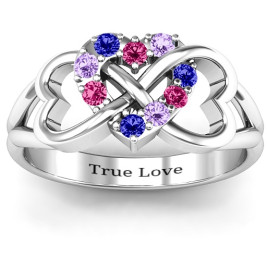 Birthstone Triple Heart Infinity Ring