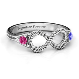 Braided Infinity Ring with Two Stones