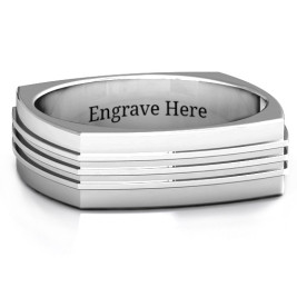 Bridge Grooved Square-shaped Men's Ring