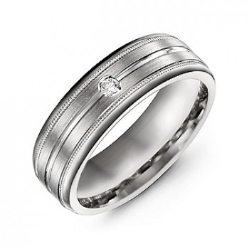 Brushed Layer Men's Ring with Milgrain Edges