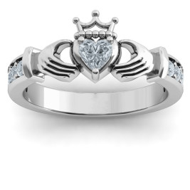 Classic Claddagh Heart Cut Ring with Accents