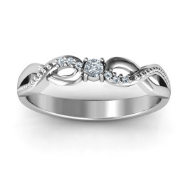 Classic Solitare Sparkle Ring with Accented Infinity Band