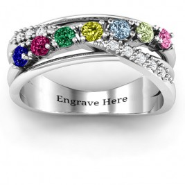 Crossover Accent Multi Band Ring