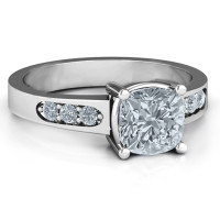 Cushion Cut Solitaire with Accents Ring