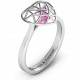 Diamond Heart Cage Ring With Encased Heart Stones