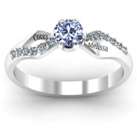 Dimpled Solitaire with Accents Ring