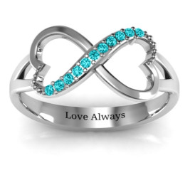 Double Heart Infinity Ring with Accents