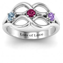 Double Infinity Ring with Triple Stones