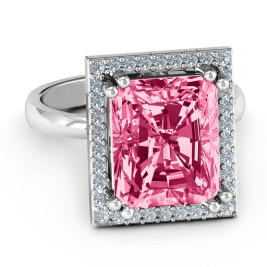 Emerald Cut Statement Ring with Halo