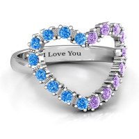 Floating Heart with Stones Ring