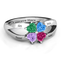 Four Clover Hearts Ring