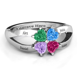 Four Clover Hearts Ring