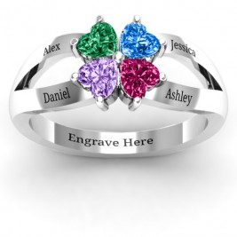 Four Clover Hearts Ring
