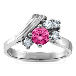 Grooved Wave 2-9 Gemstones Ring