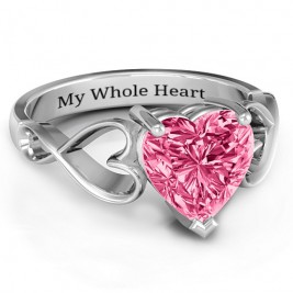 Heart Shaped Stone with Interwoven Heart Infinity Band Ring