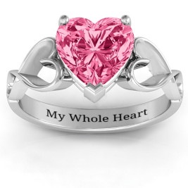 Heart Shaped Stone with Interwoven Heart Infinity Band Ring