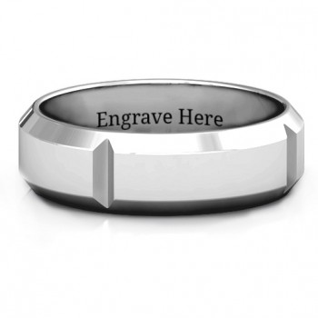 Hercules Quad Bevelled and Grooved Men's Ring