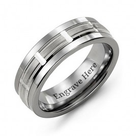 Horizontal-Cut Men's Ring with Beveled Edge