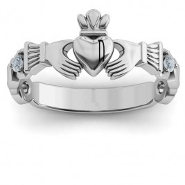 Infinity Claddagh With Side Stones Ring