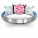 Majestic Three Stone Eternity with Twin Accents Ring