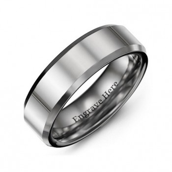 Men's Beveled Edge Polished Tungsten Ring