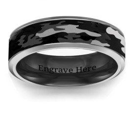 Men's Black Camouflage Tungsten Ring