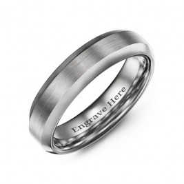 Men's Brushed Centre Polished Tungsten Ring