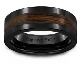 Men's Ceramic Ring With Wooden Inlay