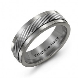 Men's Polished Tungsten Detailed Centre Band Ring