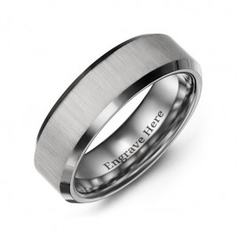 Men's Satin Finish Centre Polished Tungsten Ring
