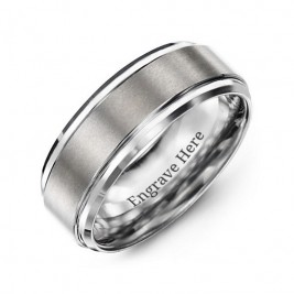 Men's Tungsten Brushed Centre Ring