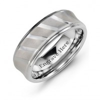 Men's Tungsten Ring with Diagonal Brushed Stripes