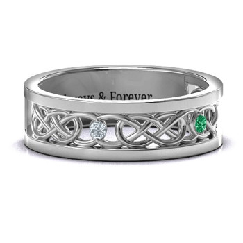 Men's Two-Stone Interwoven Infinity Band