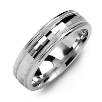 Milgrain Men's Ring with Baguette-Cut Centre