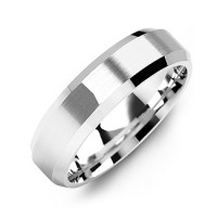 Modern Brushed Men's Ring with Beveled Edges
