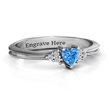 Narrow Heart Ring with Shoulder Accents