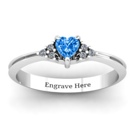 Narrow Heart Ring with Shoulder Accents