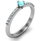 Princess Centre Stone Ring with Twin Accent Rows