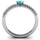 Princess Centre Stone Ring with Twin Accent Rows