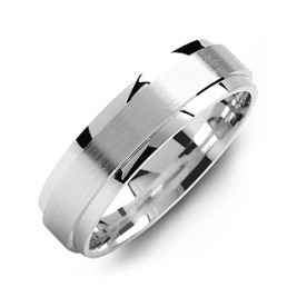 Raised Brush Centre Flat Polished Edges Men's Ring