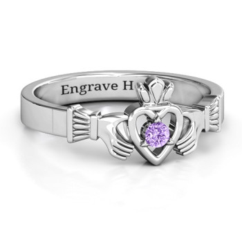 Round Stone Claddagh Ring