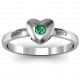 Solid Heart with Single Gemstone Ring
